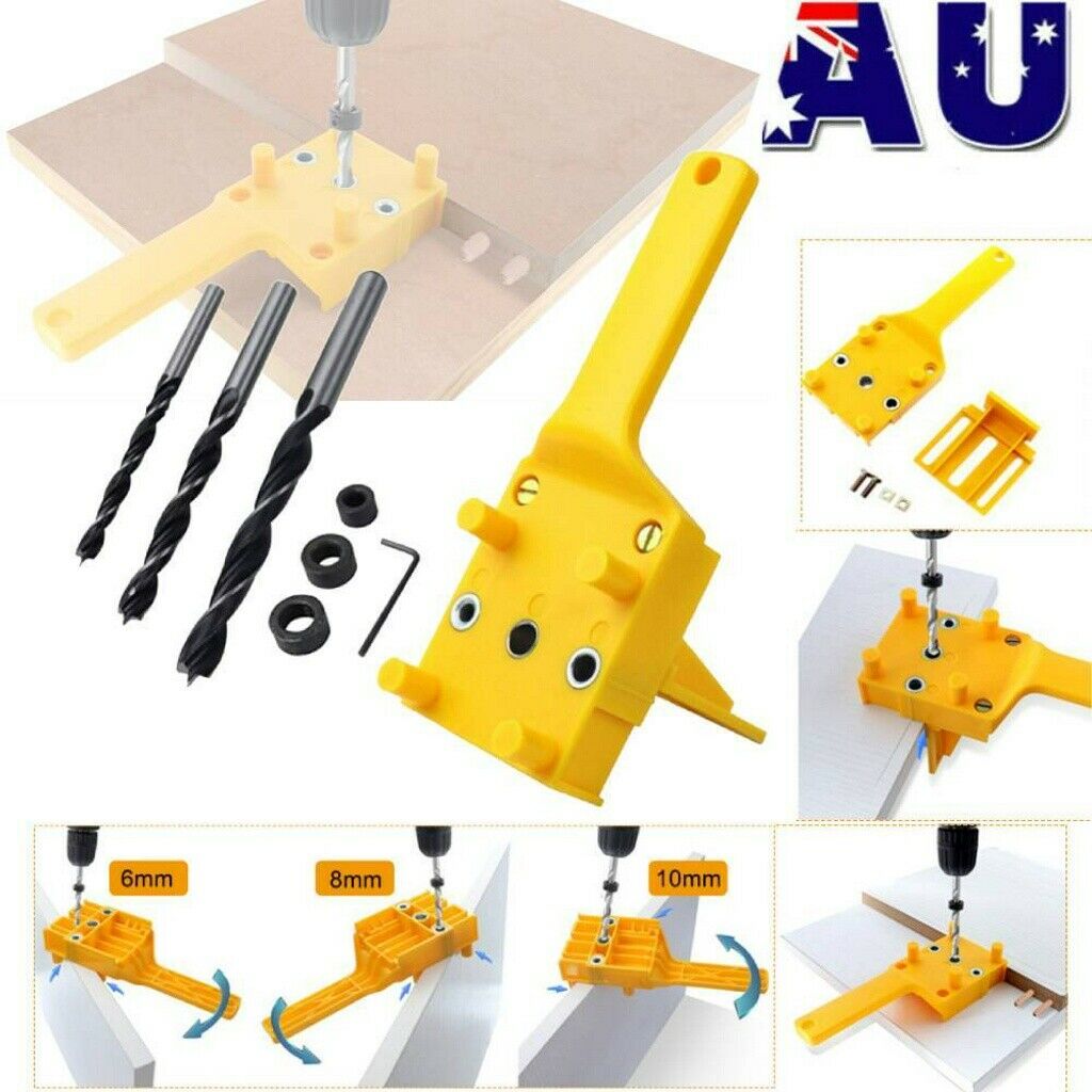 8 IN 1 Handheld Woodwork Doweling Jig Drill Guide Wood Dowel Drilling Hole Accessory