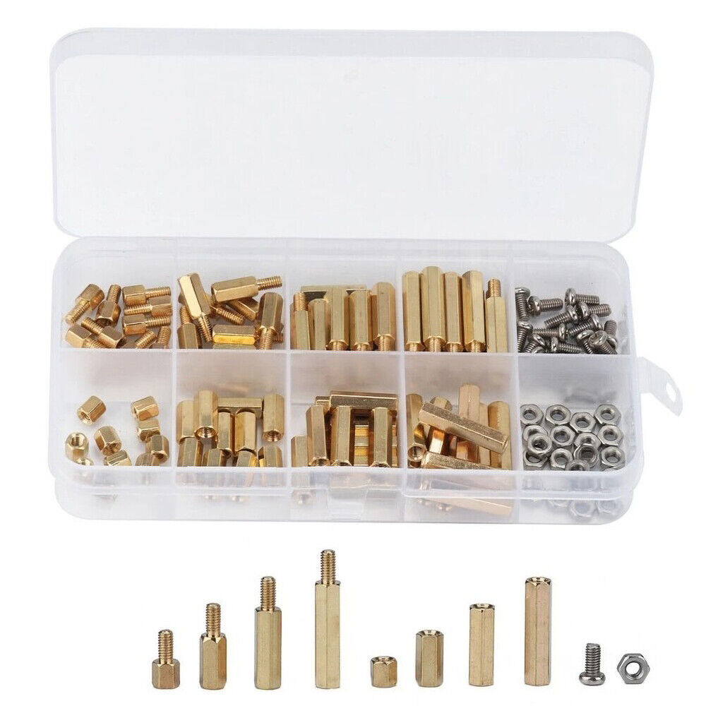 120PCS PCB Board Screws Standoffs M3 Male Female Hex Brass Spacer Nut Assortment