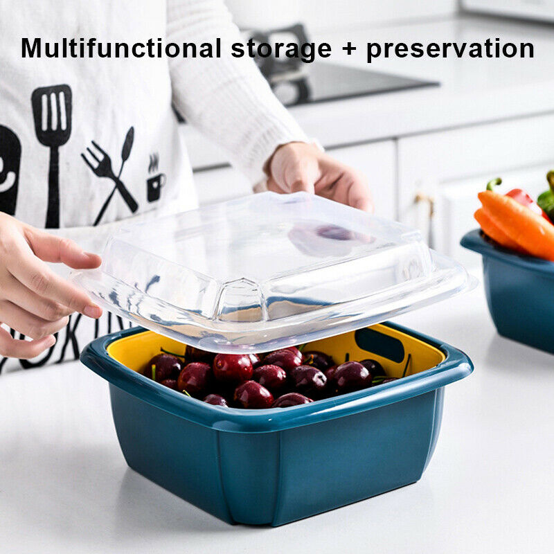 Multifunction Double-layer Drain Basket With Lid Container