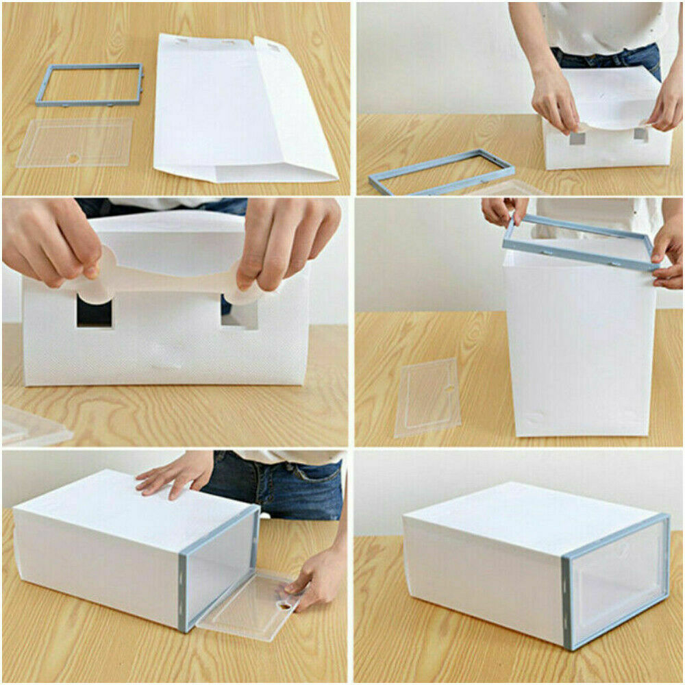 6x Stackable Transparent Shoe Drawer