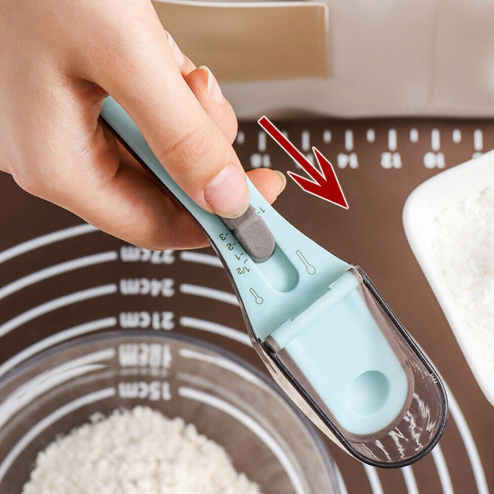 2pcs Baking Plastic Kitchen Scale Gauge Scoop Adjustable Measuring Spoons