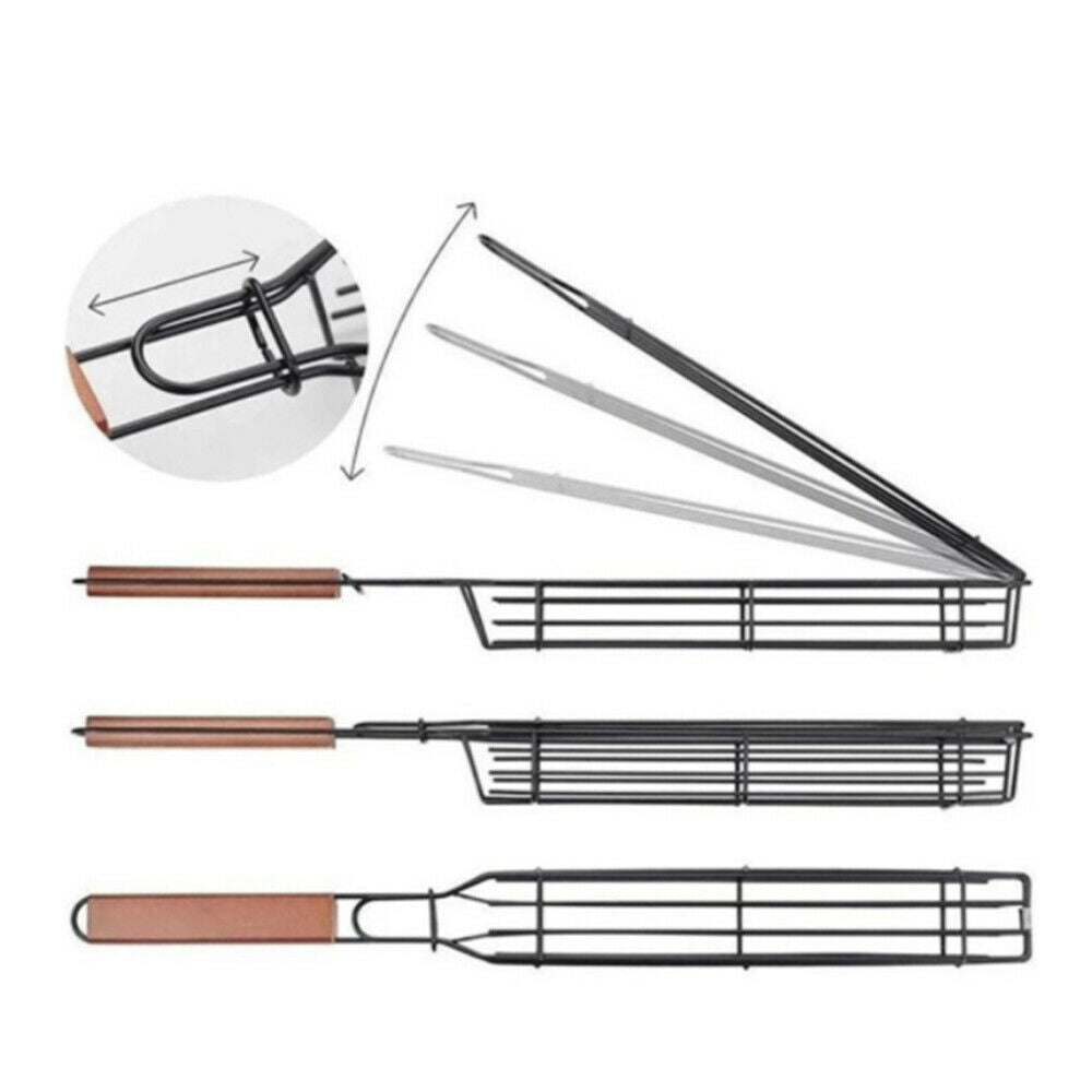 Free shipping- BBQ Grill Mesh Clip Stainless Steel Outdoor Grilling Basket