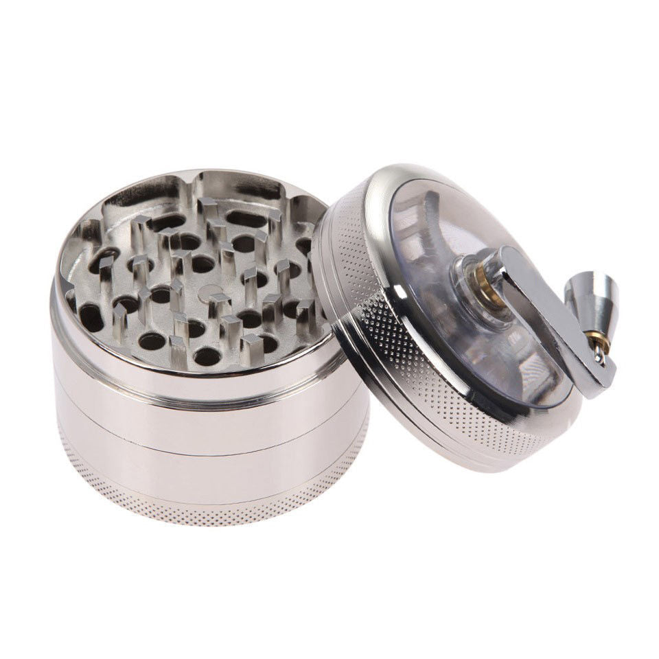 4-Layer Smoke Grinder Aluminum Herb Grinders Hand Crank Herbal Tobacco Grinder