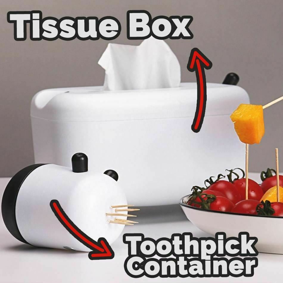 Cute Cow Tissue Box Holder & Toothpick Container