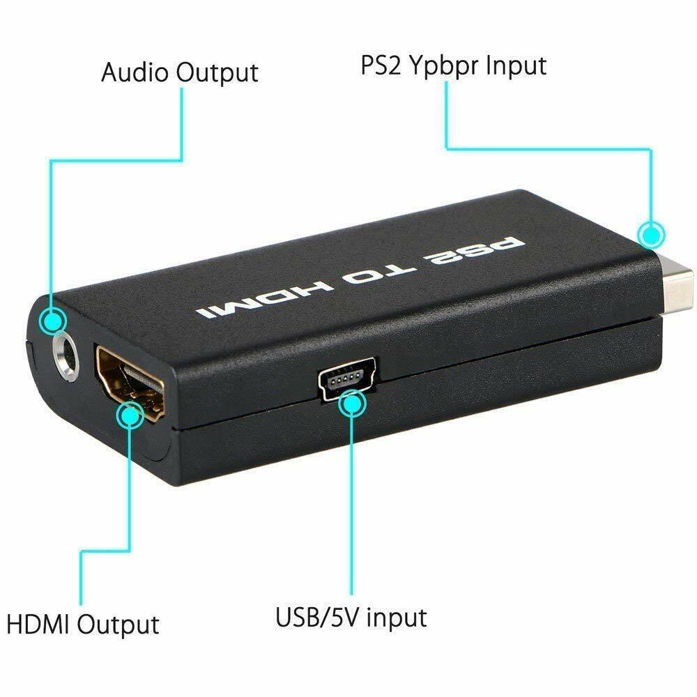 PS2 to HDMI Video Converter Composite AV to HDMI PlayStation 2 HD Adapter