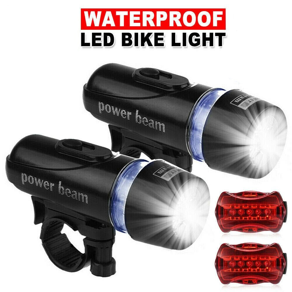 Free shipping-2PCS Head & Tail 5 LED White Beam Safety Alarm Bike Light