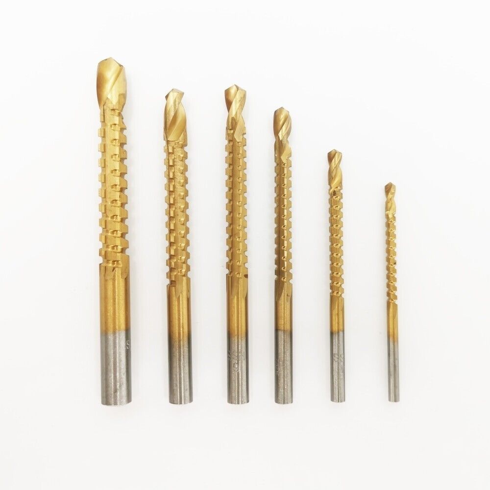 6PC Titanium HSS Wood Auger Set Long Wood Bits 3-8 MM Drill Bit