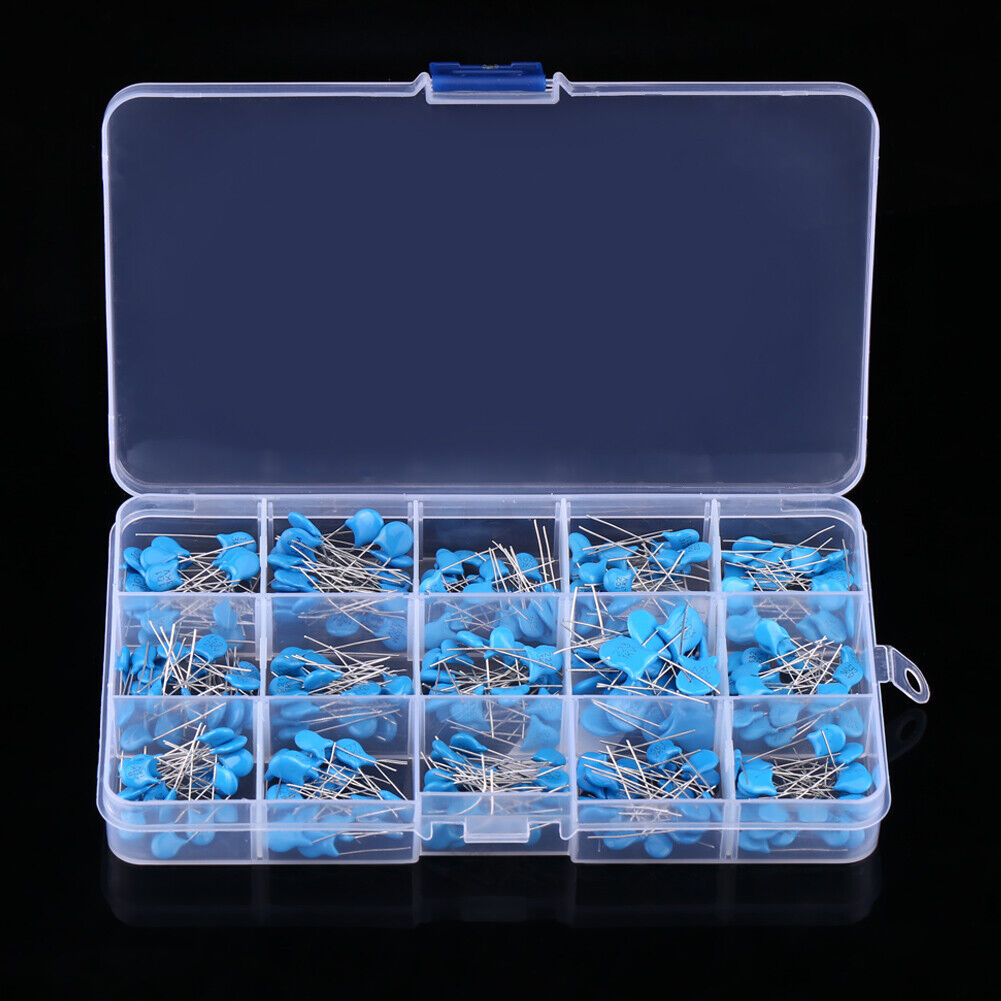 300pcs 15Values High Voltage Ceramic Disc Capacitor Assortment Kit (1KV 2KV 3KV)