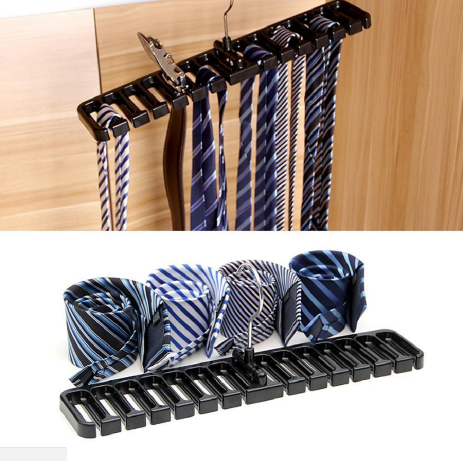 10 Holes Men Rack Organizer Belt Scarf Tie Holder Plastic Necktie Hanger