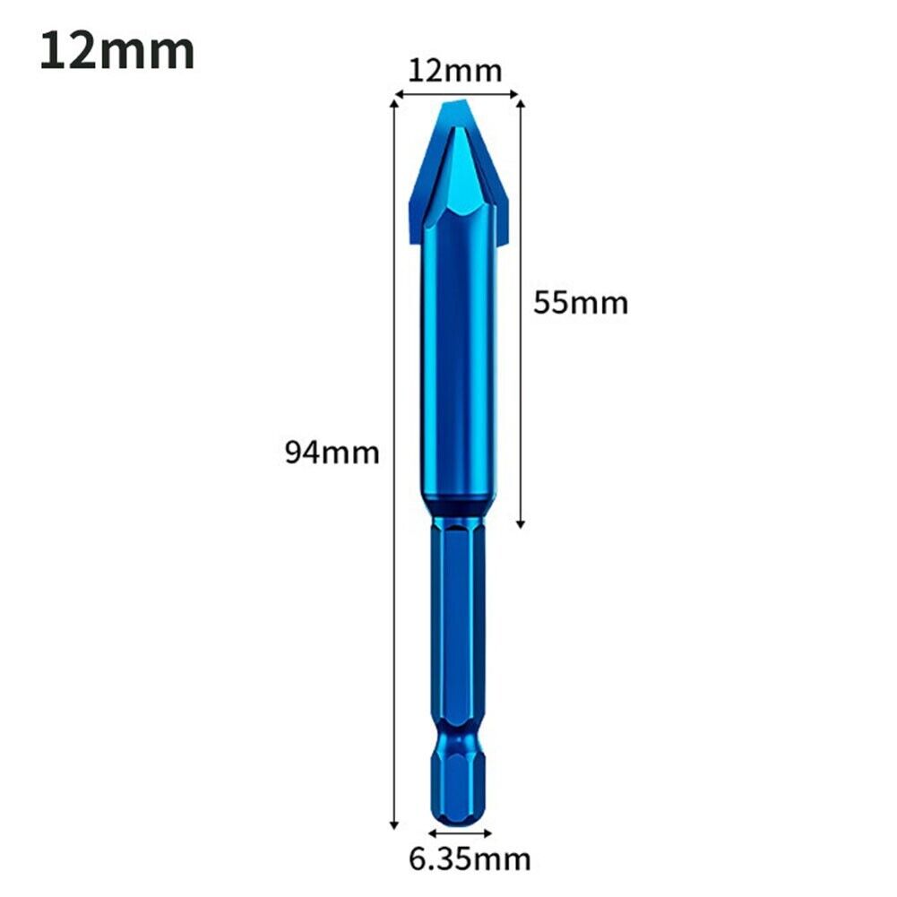 4pcs Tilted Eccentric Drill Hex Shank Triangular Bit Ceramic Glass Common Brick