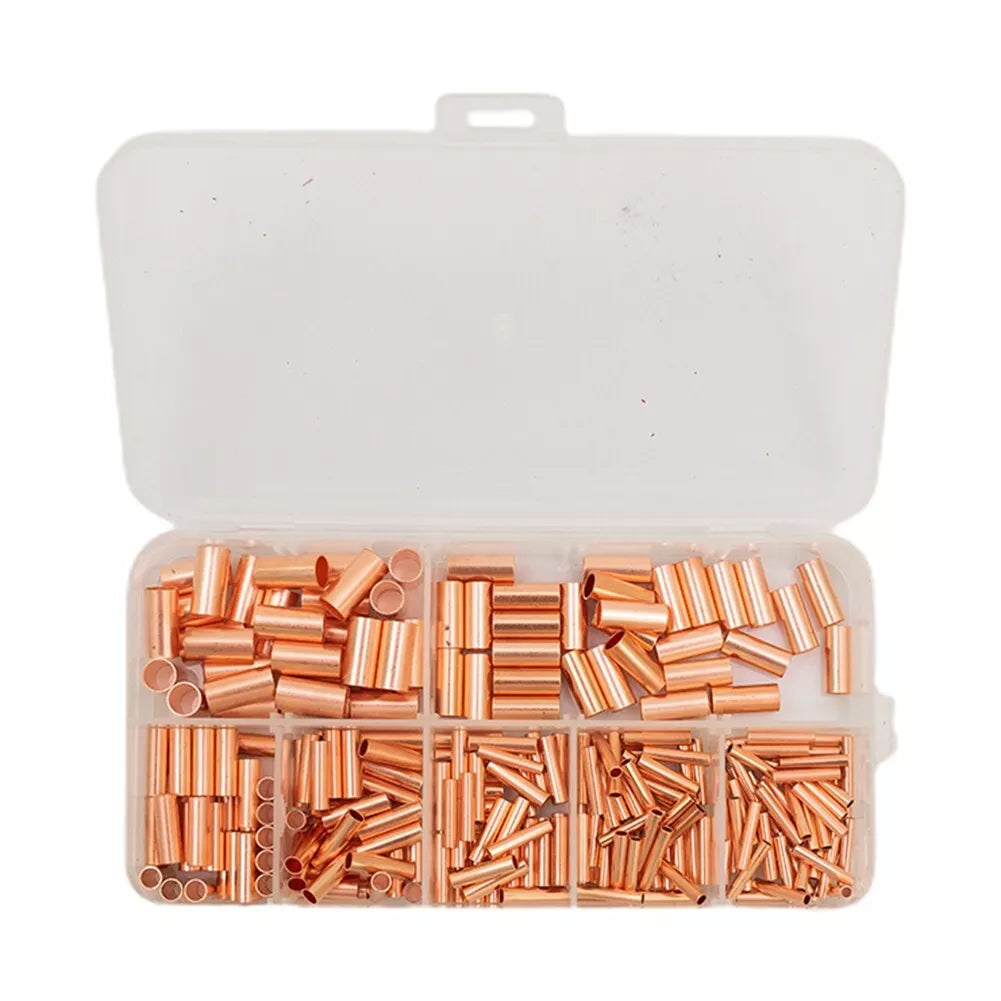 250Pcs Copper Tube Terminals Battery Welding Cable Lug Ring Crimp Connectors Kit