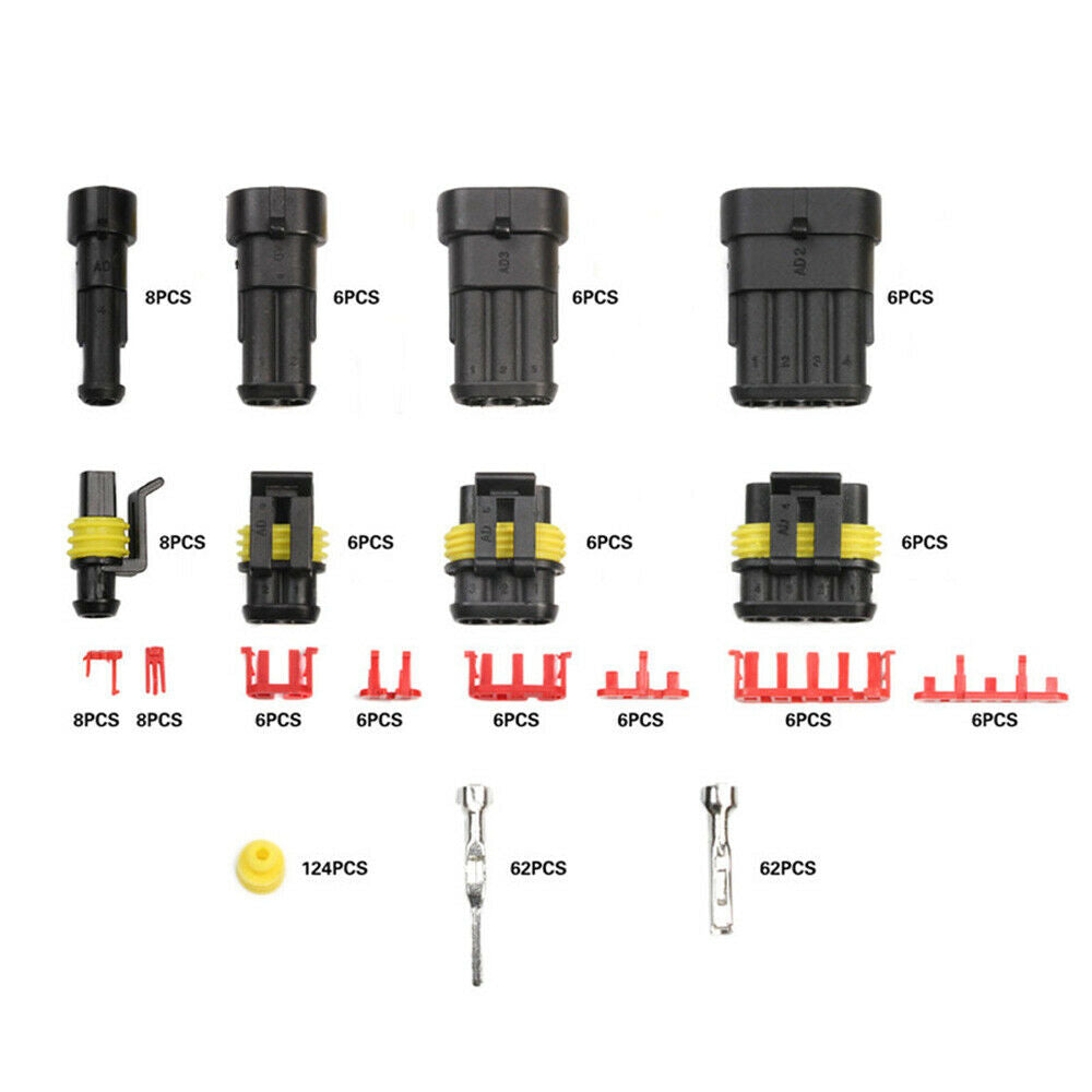 240 Pcs 12V Electrical Terminal Wire Connectors Kit 1/2/3/4/5/6 Pin Waterproof