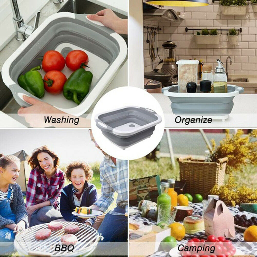 4 in 1 Folding Chopping Cutting Board Multifunctional Tool Sink Drain Basket NEW