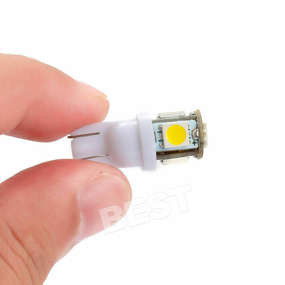 10x T10 LED W5W 194 168 5SMD Car Wedge Tail Parking Plate Light Bulb 12V - WHITE