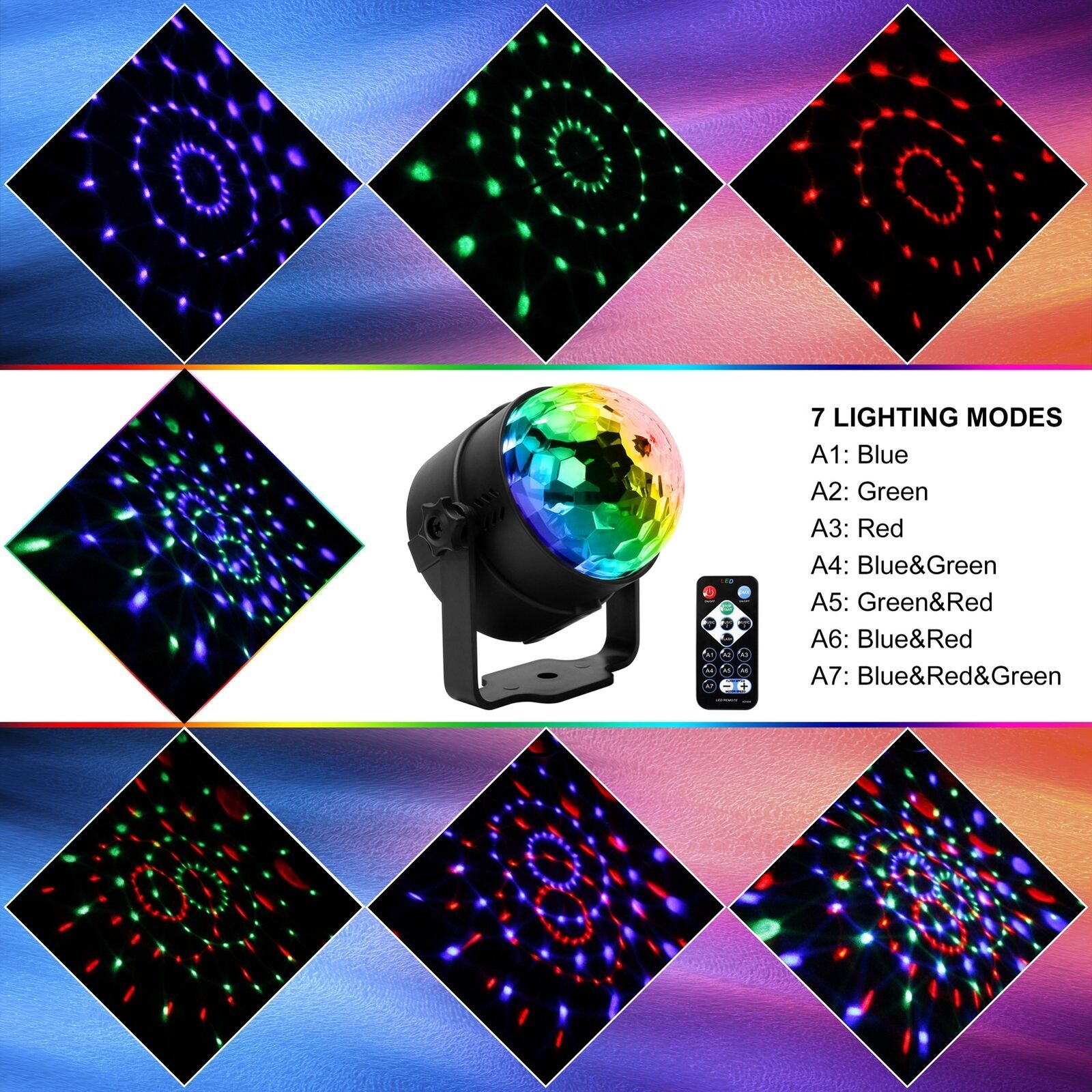 Party Lights Disco Ball Light Premium LED RGB Stage Lighting Strobe Effect Lamp