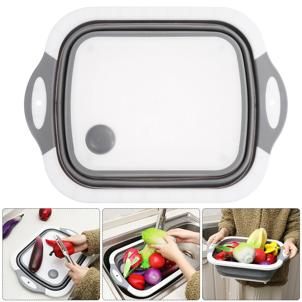 4 in 1 Folding Chopping Cutting Board Multifunctional Tool Sink Drain Basket NEW