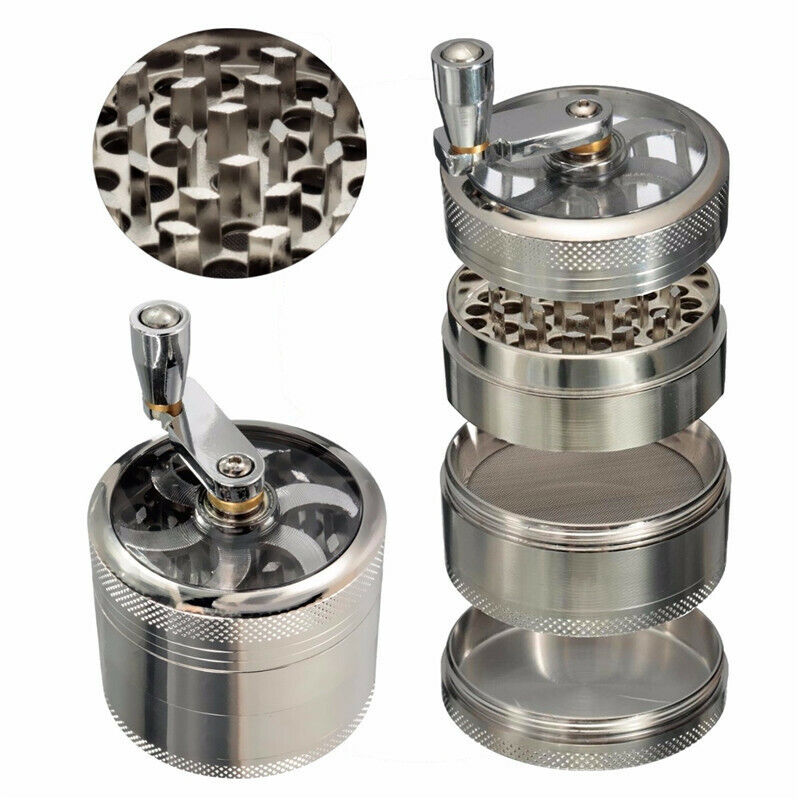 4-Layer Smoke Grinder Aluminum Herb Grinders Hand Crank Herbal Tobacco Grinder