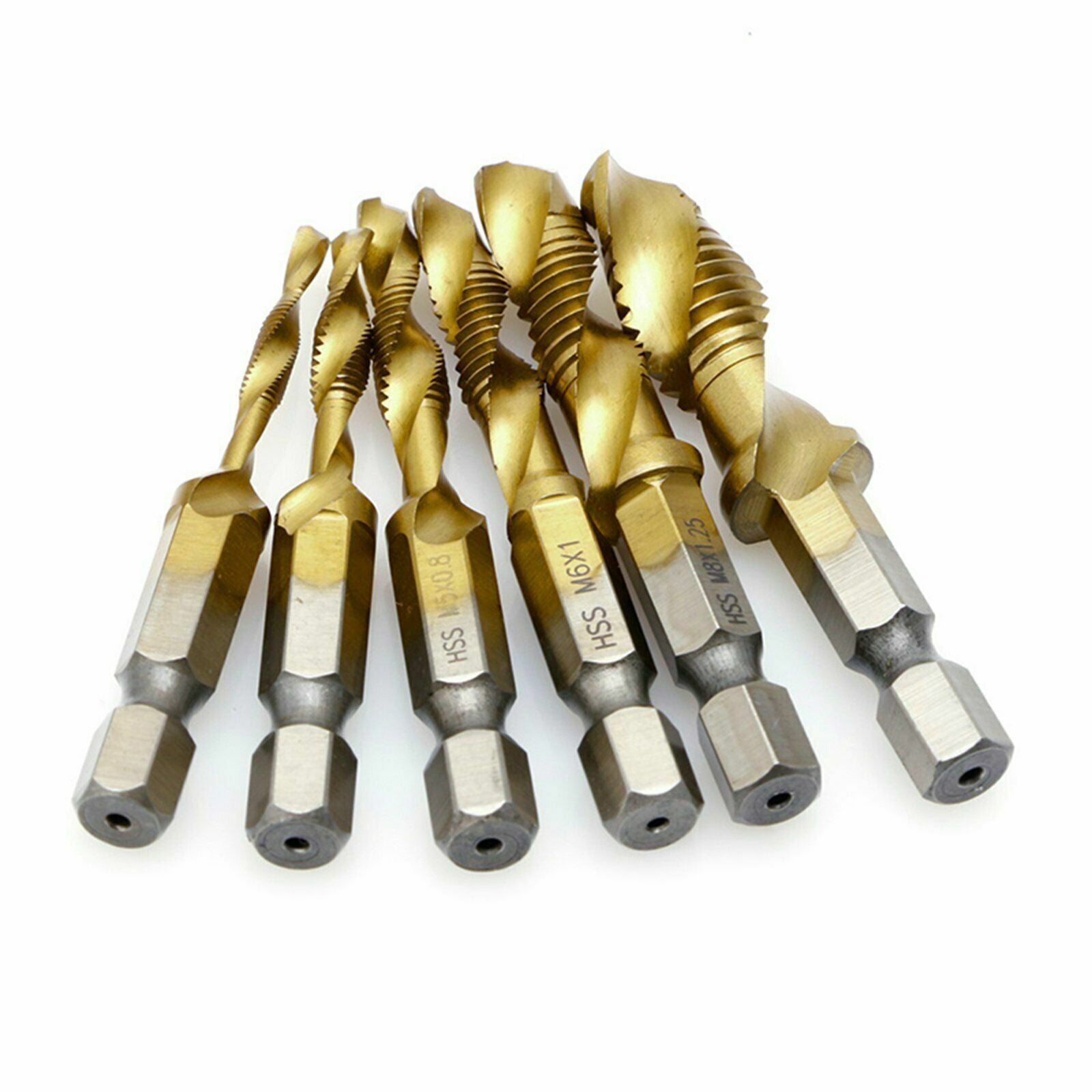 6pcs Drill Tap Countersink Deburr Set Metric Combination Drill Tap Bit M3-M10