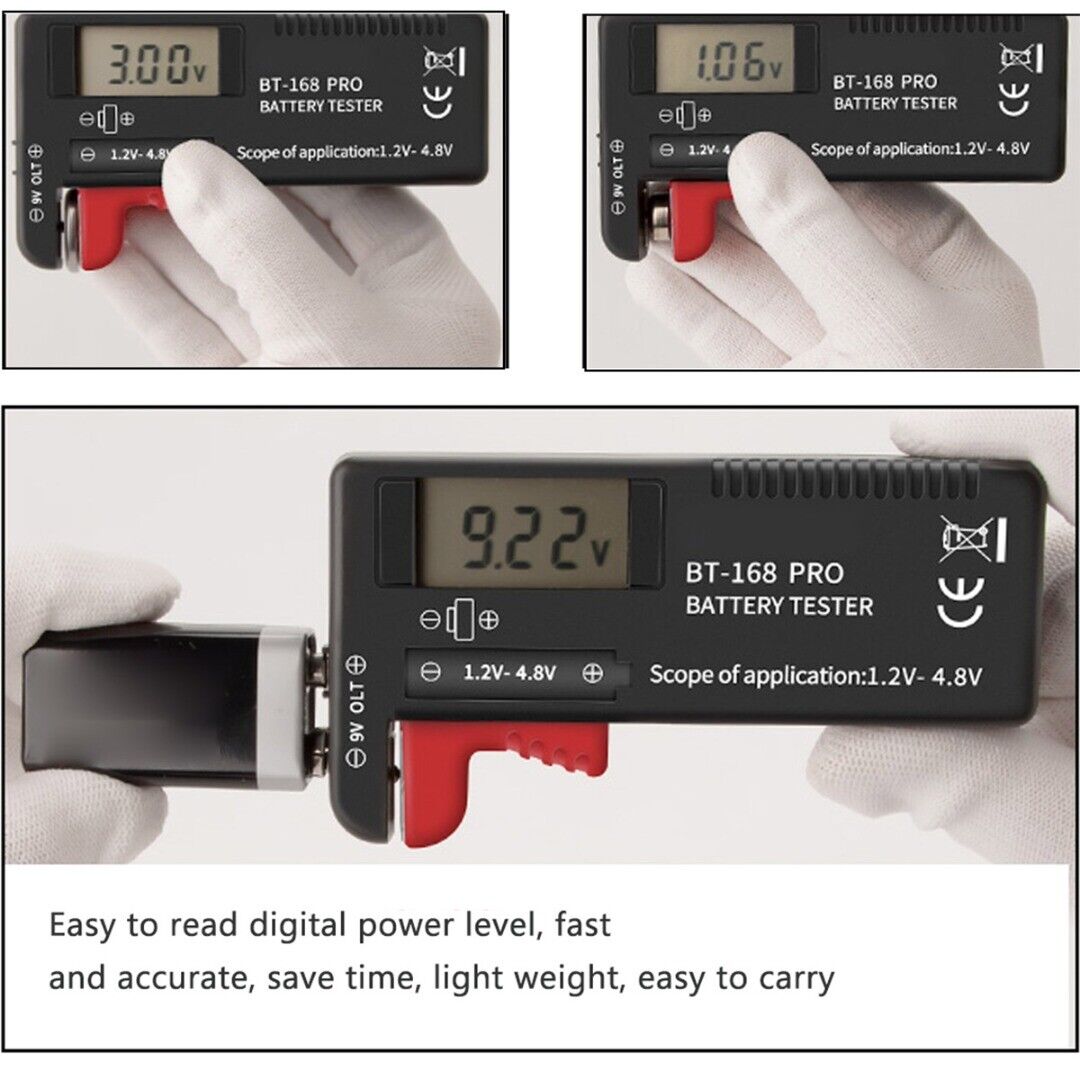 LCD Universal Battery Tester Tool AA AAA C D 9V Button Cell Volt Tester Checker