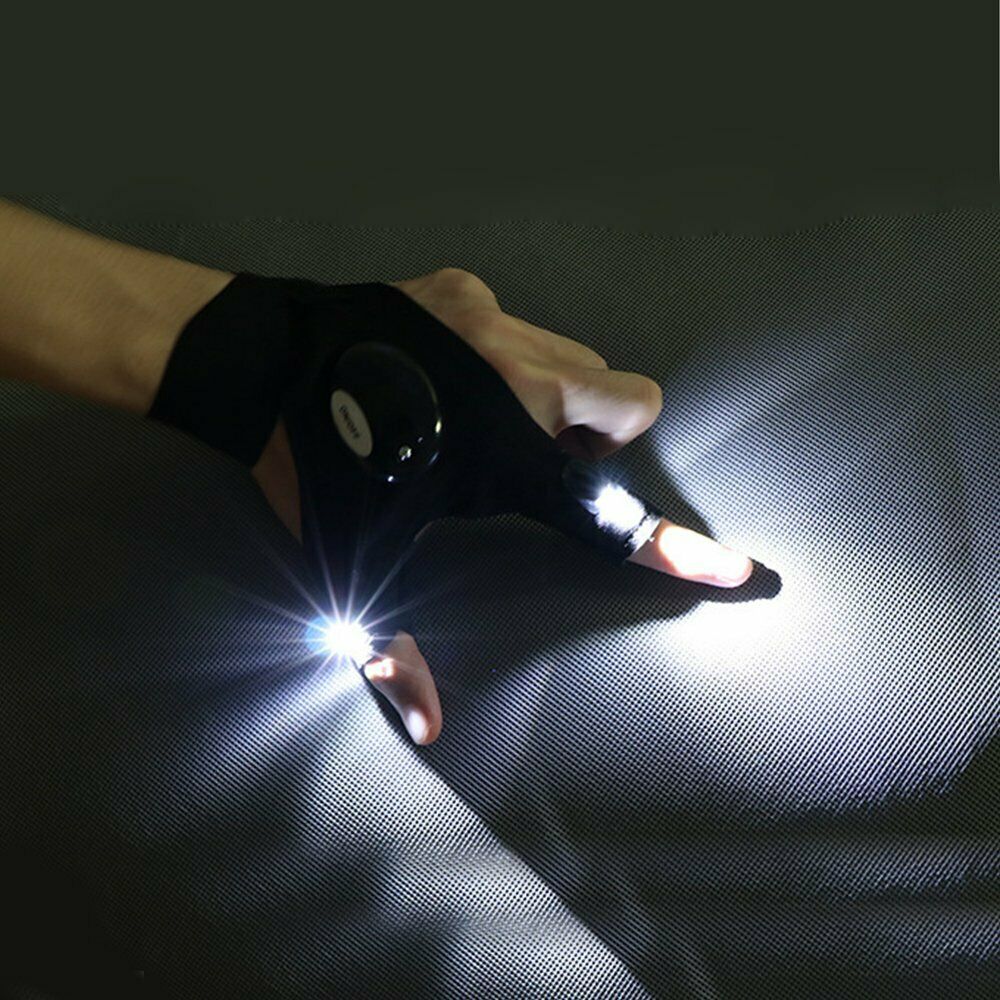 2pcs Finger Glove with LED Light Flashlight Gloves Outdoor Gear Rescue Night Fishing