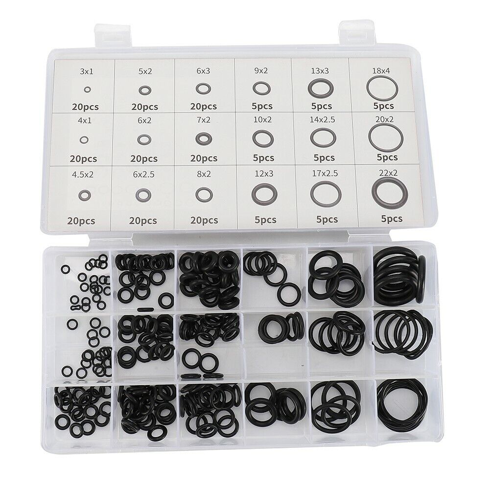 225 Pcs Rubber O Ring Oring Seal Plumbing Garage Assort Set Kit