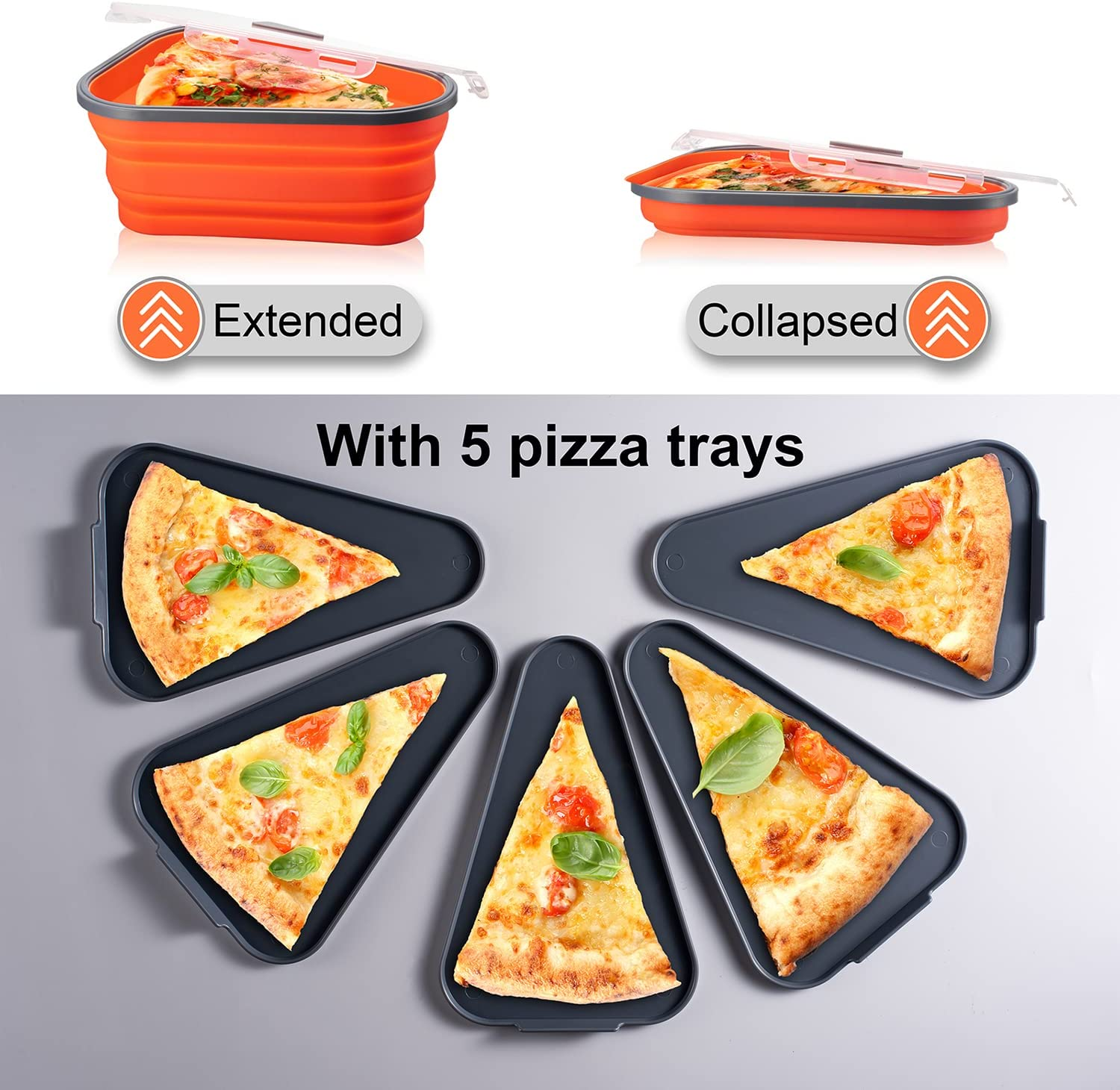 Reusable Silicone Pizza Box Collapsible Triangular Pizza Storage Container