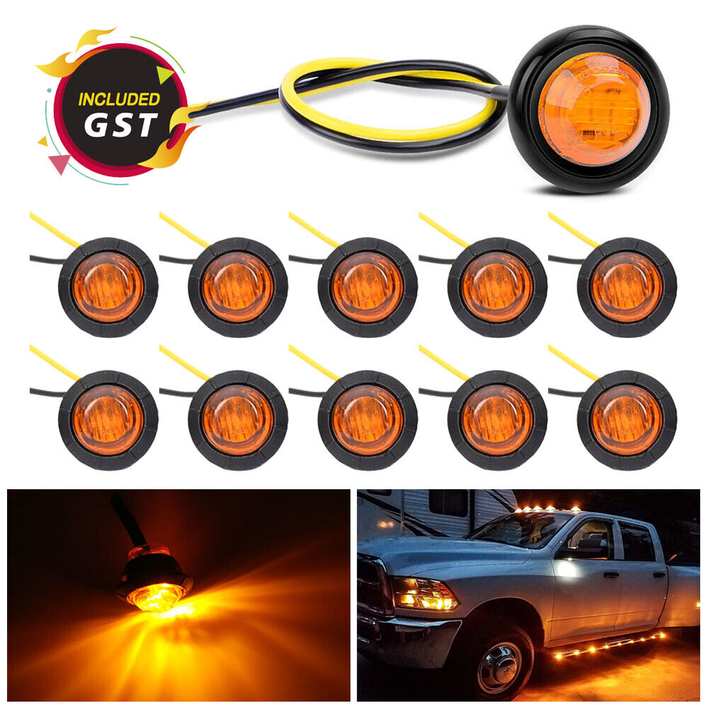 10pcs 24V Marker LIGHTS LED Bullet Amber Red Truck Trailer RV Round Side Lamp