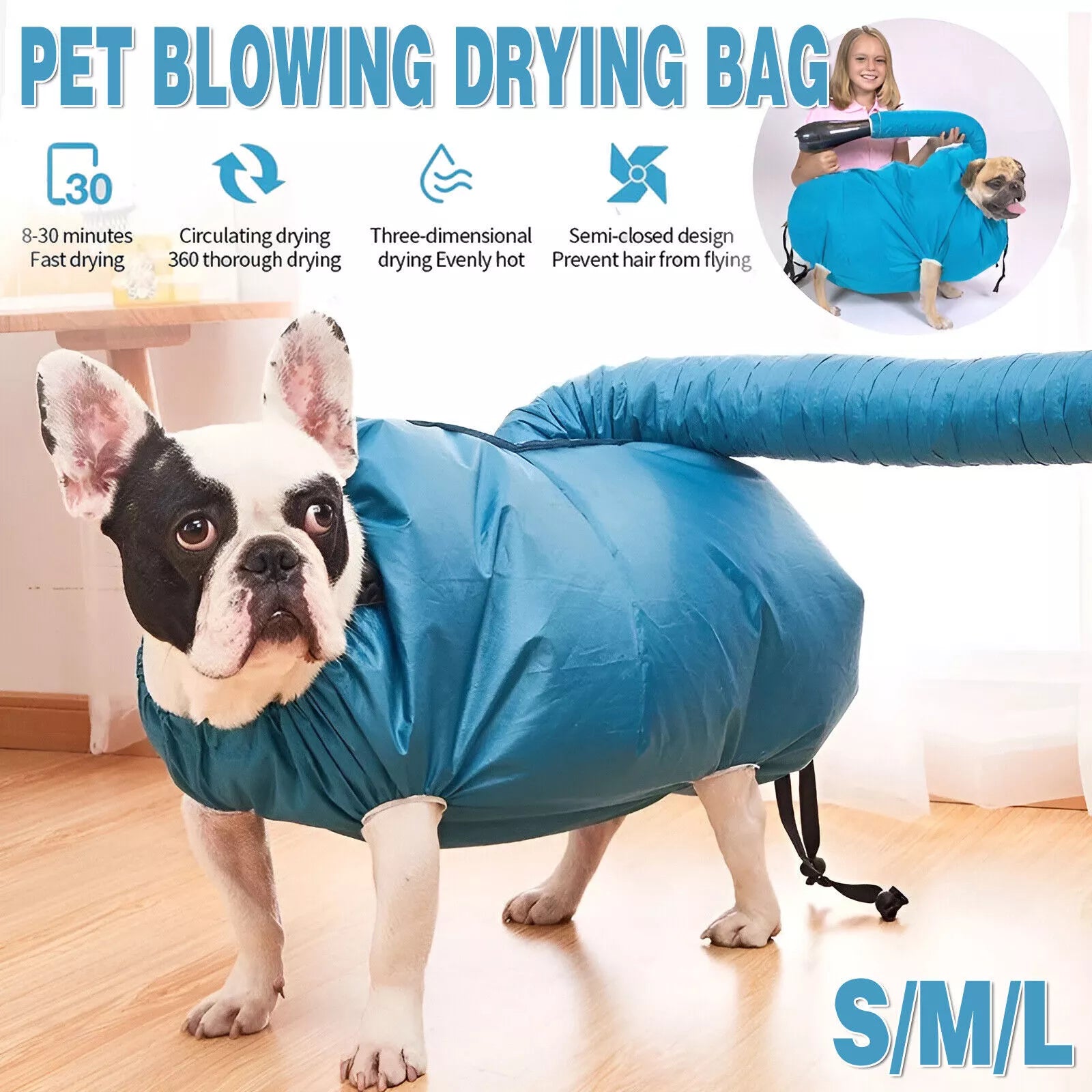 Pet Dog Cat Grooming Blower Hair Dryer Drying Bag Dry Cleaning Bathing Folding