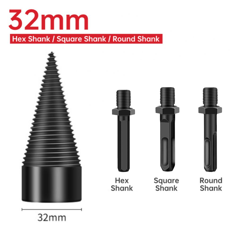 32mm High Speed Twist Firewood Drill Bit Wood Splitter Screw Splitting Cone Driver