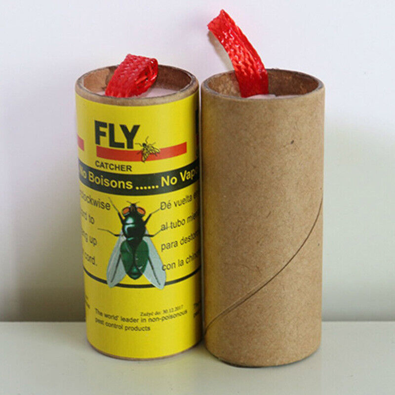 4Pcs Rolls Insect Bug Fly Paper Catcher Trap Ribbon Strip Sticky Tape Flies