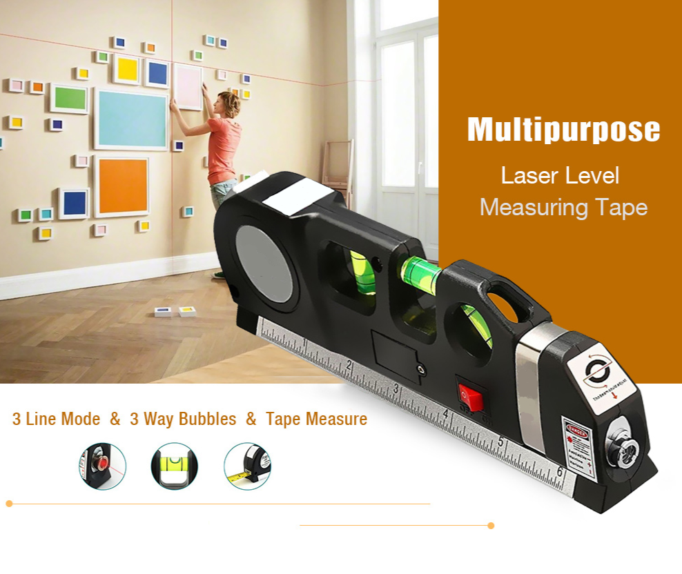 Multi-Purpose Line Spirit Laser Level Ruler Measuring Tape DIY Measure Tool