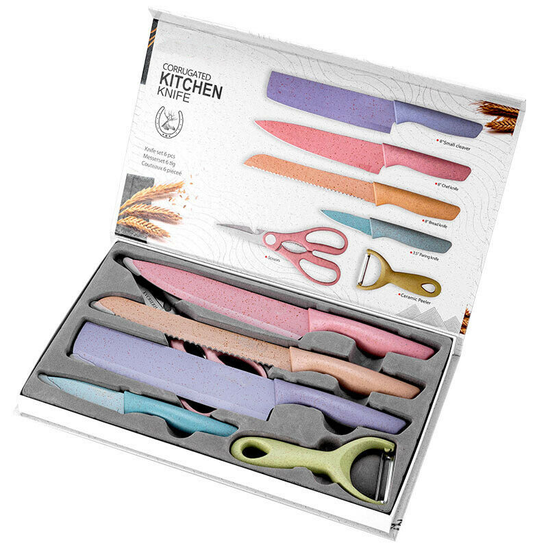 6 In 1 Kitchen Knife Set Gift Box Colorful Stainless Steel