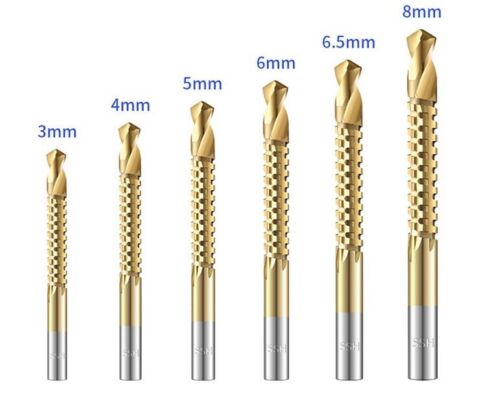 6PC Titanium HSS Wood Auger Set Long Wood Bits 3-8 MM Drill Bit