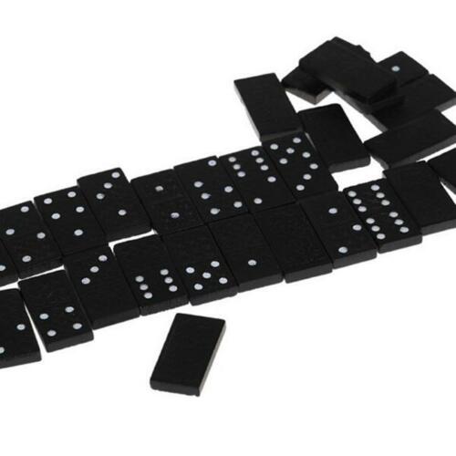 Six Tiles 28 Piece Black Wood Dominoes Game