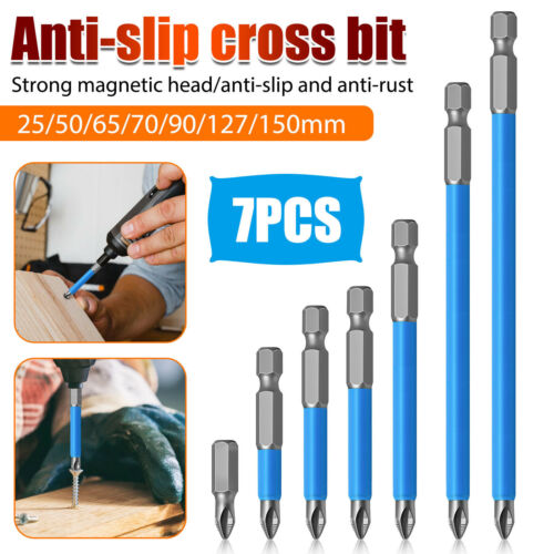 7Pcs Magnetic Anti-Slip Drill Bit PH2 Cross Head Screwdriver Set Tool