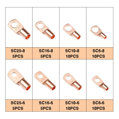 60PCS Assorted Car Auto Copper Ring Lug Terminals Wire Bare Cable Crimp Connectors Kit