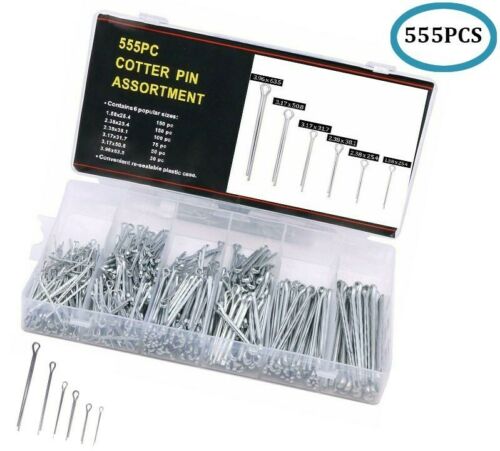 555pc Cotter Pin Assortment Set Grab Split Fixings Securing Lock Pins Spring Kit