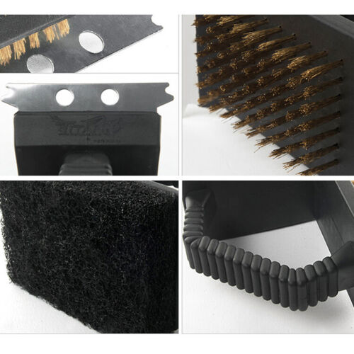 Barbecue Brush 3 in 1 Grill Cleaner BBQ Tools Brass Bristles Scraper Scourer