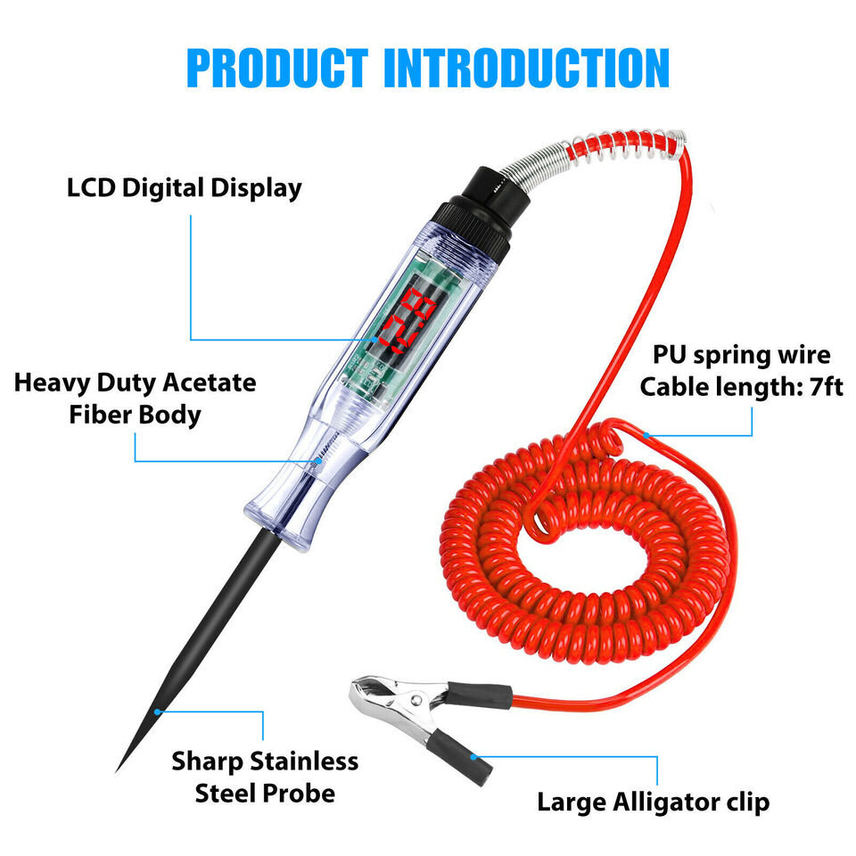 6V 12V 24V Auto Car Electrical Circuit Voltage Tester Led Light Test Probe Pen