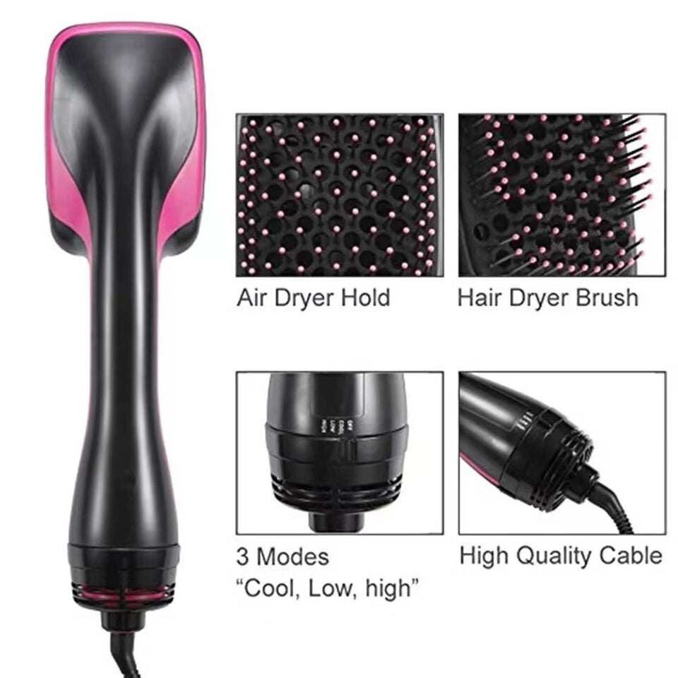 CHRISTMAS SALE- 2 In 1 Hair Dryer Brush Hair Dryer Straightener Brush Heating Blow Dryer Com