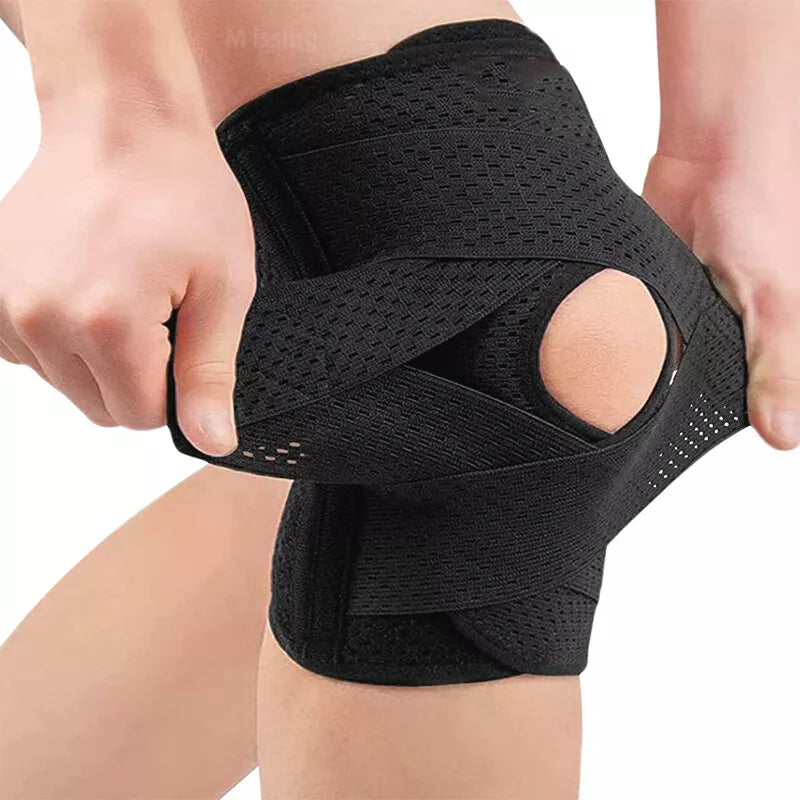 Knee Support Brace Guard Stabilizer Arthritis Wrap Open Sports Adjustable Strap