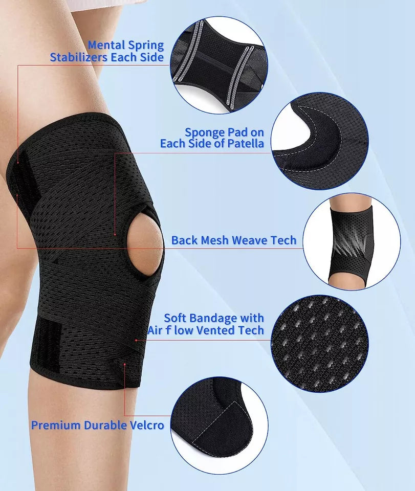 Knee Support Brace Guard Stabilizer Arthritis Wrap Open Sports Adjustable Strap