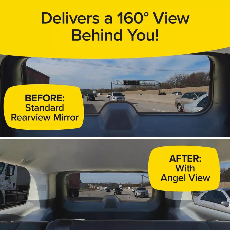 11" Angel View Wide-Angle Rearview Mirror For Most Cars SUVs & Trucks