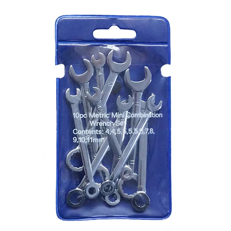 10PC Miniature Mini Combination Ring Open Wrench Spanner Set Metric 4-11MM