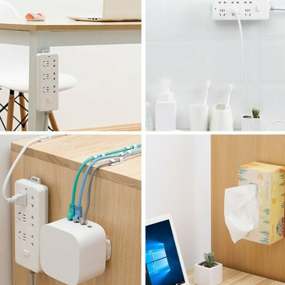 Punch Free Wall Mounted Power Strip Rack Power Board Holder Stick On Mounting