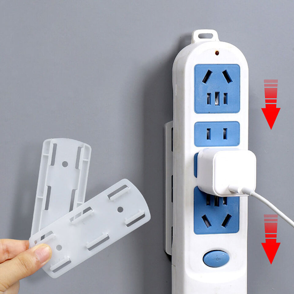 Punch Free Wall Mounted Power Strip Rack Power Board Holder Stick On Mounting