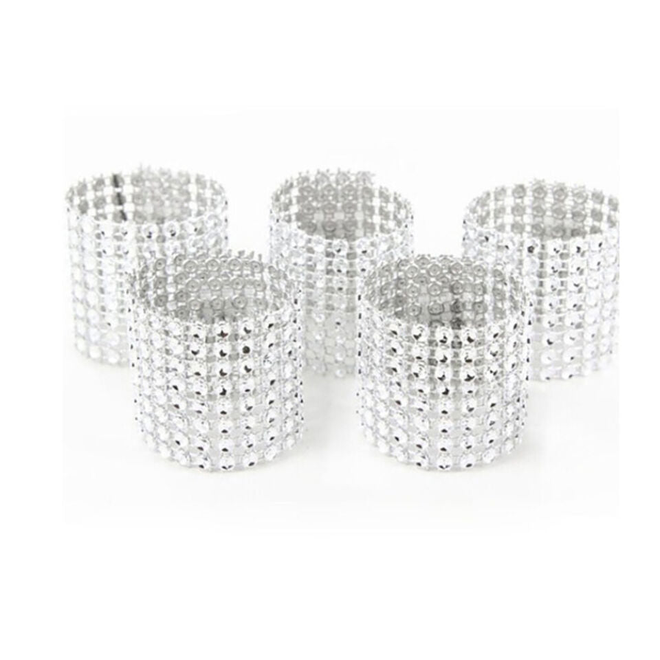 50PCS Diamond Napkin Rings Chairs Buckles Holder Rhinestone Wedding Table Decor