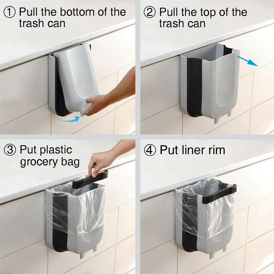 Kitchen Foldable Cabinet Hanging Wastebasket