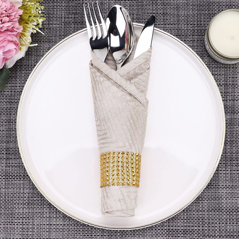 50PCS Diamond Napkin Rings Chairs Buckles Holder Rhinestone Wedding Table Decor