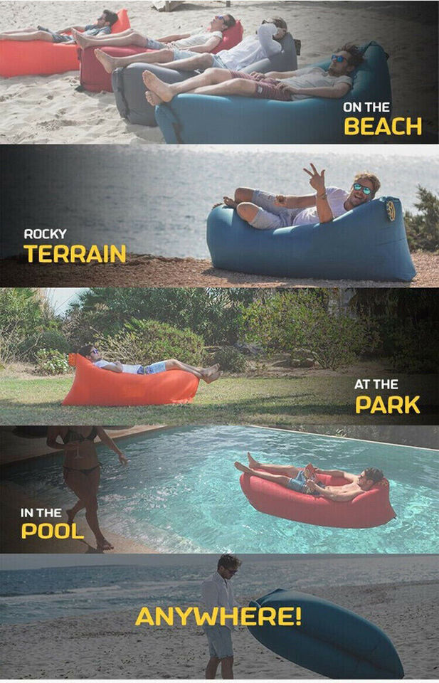 Fast Inflatable Lazy Lounge Camping Air Bag Sofa Bed hangout Beach Sleeping